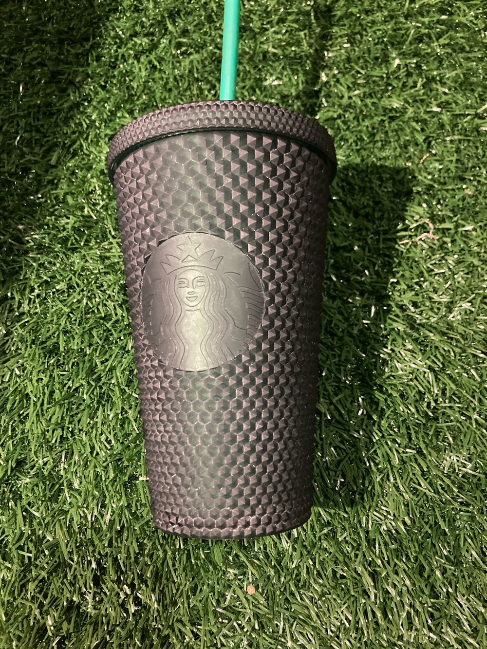 Starbucks Black Matte Studded Tumbler with Green Straw